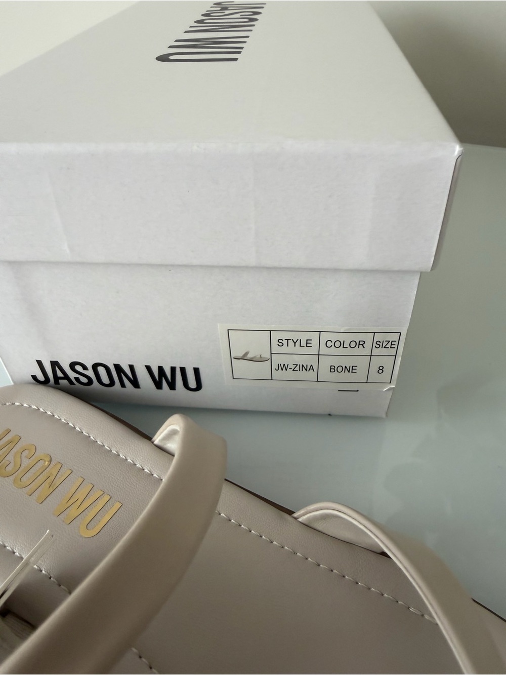 Jason Wu bone Leather Toe-Ring Sandals with Gold Accent - Picture 5 of 6